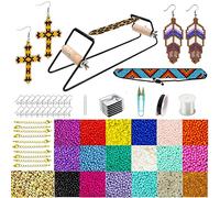 SHUANGART Frame Beading Loom Kit for Beaded Bracelets Earrings Belts Making, Includes 17250 3mm Seed Beads,150 Meter Crystal Elastic Cord, Beading Trays, Needles and Instruction for DIY Craft Jewelry