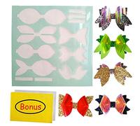 SHUANGART Reusable Faux Leather Bows Making Template,4 Kinds of Bow Styles Plastic Cutting Stencil for DIY, Add 2 pcs A4 Size Vinyl Fabric Sheets for Free(Random Colors)
