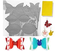SHUANGART Reusable Large Size Bows Making Template, Add Two A4 Size Faux Leather Sheets for DIY Practice,Make 4inch(10cm) Hair Bows Stencil Cutting Dies