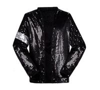 Shuanghao Adults Childrens Jackets Costumes Loose Kids Boys Girls Halloween Christmas Parties Dances Cosplay Role Playing Retro Punk Men Women Black Sequin Coat Clothing(TOP,W:22kg-28kg H:110-120cm)