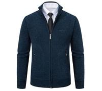 Shuanghao Men's Cardigan Sweater Knitwear Jacket Coat Classic Casual Thick Velvet Wool Fleece Warm Long Sleeve Relaxed Fit Zipper Knitwear Sweatshirt Active Sweater for Men UK Blue XL （Stand Collar）