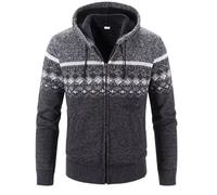 Shuanghao Men's-Fashion Hoodie-Knitwear Sweater Sweatertshirt-Jacket Coat - Autumn Winter Fleece Lining Thick Warm Comfortable Cardigan Classic Long Knit Pattern Sweatershirt Mens Dark Grey XL