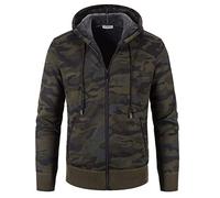 Shuanghao Men's-Fashion Hoodie-Knitwear Sweatershirt-Jacket Coat - Autumn Winter Fleece Lining Thick Warm Comfortable Cardigan Classic Camouflage Knitwear Sweatershirt Mens Military Green L