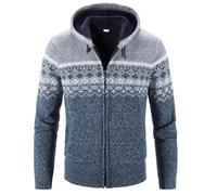 Shuanghao Men's-Fashion Hoodie-Knitwear Sweatertshirt-Jacket Coat - Autumn Winter Fleece Lining Thick Warm Comfortable Cardigan Classic Long Sweater Knit Pattern Sweatershirt Mens Light Gray XS