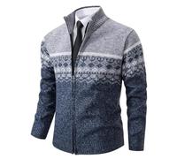Shuanghao Men's-Fashion Knitwear-Sweatshirt Sweater-Jacket Coat - Autumn Winter Fleece Lining Thick Warm Comfortable Cardigan Classic Long Sleeve Knitwear Pattern Sweatershirt Mens Light Gray L