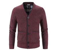 Shuanghao Men's-Knitwear Jumpers-Pullover Casual-Classic Sweatshirt - Sweater Jacket - V Neck Coat Cardigan Fleece Lining Thick Long Sleeve Warm Autumn Winter Knit Jumpers Pullover for Mens UK