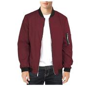 Shuanghao Outdoor Men's Casual Jackets Retro Coat Windproof Flight Bomber Classic Baseball Cargo Jackets Spring Summer Autumn Zipper Thin-Lightweight Lapel Softshell Coat Hiking Jacket Wine Red XXL