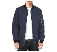 Shuanghao Outdoor Men's Casual Jackets Retro Coat Windproof Flight Bomber Classic Baseball Cargo Jackets Spring Summer Autumn Zipper Thin-Lightweight Lapel Softshell Coat Hiking Jacket Dark Blue L
