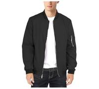 Shuanghao Outdoor Men's Casual Jackets Retro Coat Windproof Flight Bomber Classic Baseball Cargo Jackets Spring Summer Autumn Zipper Thin-Lightweight Lapel Softshell Coat Hiking Jacket Pure Black XXL