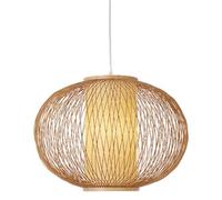 SHUANGZ 17.7'' Boho Rattan Basket Chandelier Rustic Modern Wicker Pendant Lamp Hand-Woven Light Fixture for Dining Room Retro Boho Pendant Light for Kitchen Island, Living, Bedroom, Foyer, Entryway