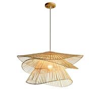 SHUANGZ Bamboo Woven Lantern Lampshade Multi-Layered Weave Hanging Light for Dining Rooms 14.1" Boho Pendant Lampshade Height Adjustable Creative Rattan Chandelier Wicker Coastal Retro Light Fixtures