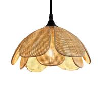SHUANGZ Boho Bamboo Wicker Pendant Lamp Rattan Hand-Woven Chandelier Rustic Design 11.8" Farmhouse Adjustable Vintage Pendant Lights E26 Socket for Kitchen Island, Bedroom, Living Room 1-Pack