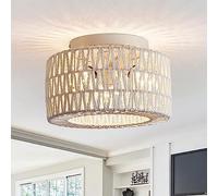 SHUANGZ Kitchen Island Twine Ceiling Light Coastal Woven Rattan Semi Flush Mount Ceiling Light, Natural Hemp Rope Cage Lampshade Easy To Install Lighting Fixture Farmhouse Vintage Ceiling Light