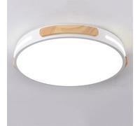 SHUANGZ Macaron Wood Ceiling Light Energy-Saving 18W 1790LM LED Ceiling Lamp for Bedroom, Dining Room, Kitchen, Round with Remote Control, Dimmable Easy to Install Panel Lighting Fixture