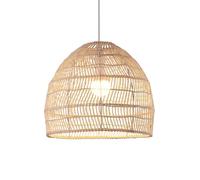 SHUANGZ Rustic Rattan Lamp Shade Black/Beige Wicker Industrial Pendant Lighting with Metal Frame Lantern Handmade Bamboo Cage Lamp Fixtures for Kitchen Island Hallway Entryway - E26 Socket