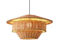 SHUANGZ Vietnamese Style Pendant Lamps 3-Layer Handmade Rattan Hanging Lamp Boho Style Creative Rattan Farmhouse Chandeliers E26 Light Fixture for Living Room Bedroom Country Dome Lights