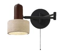 SHUANGZ Yellow Travertine Wall Sconce, 12inch Wabi Sabi Wall Sconces with White Stone Lampshade and Metal Base, Modern Natural Stone Wall Light for Bedroom Living Room Kitchen Decoration Lamps