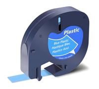 SHUBEIEUMI 1-Pack Label Tape Compatible with Dy-mo Letratag Plastic Blue Tape, for Dy-mo Letra Tag LT-100H 100T QX50 Label Maker, 12mm x 4m Black on Blue