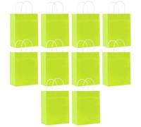 SHUBEIEUMI 10Pcs Kraft Paper Bags with Handles-Light Green