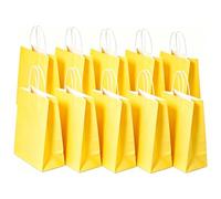 SHUBEIEUMI 10Pcs Kraft Paper Bags with Handles-Yellow