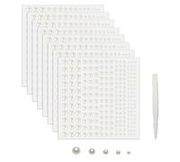 SHUBEIEUMI 1800 Pcs Pearl Stickers, Self Adhesive Back Stick on Pearls, Flat Back Pearls Sticker Sheets with Pick Up Tweezer, for Face Beauty Makeup Nail Art DIY Crafts Home Decor (2/3/4/5/6mm)