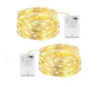SHUBEIEUMI 2 Fairy Lights Battery Operated, 100 LEDs 10m/32ft Decorative Fairy Battery Powered String Lights, Copper Wire Micro String Lights for Indoor,Outdoor,Bottle Decorations(Warm White)