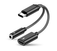 SHUBEIEUMI 2 in 1 USB C to 3.5mm Jack Headphone and Charger Adapter, Headphone Adapter Jack 3.5 Splitter USB C Cable Aux Type C Audio Converter, for Macbook, Samsung Galaxy S24 S23 S22 S21, Huawei