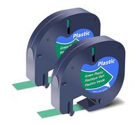 SHUBEIEUMI 2-Pack Label Tape Compatible with Dy-mo Black on Green | Letratag Plastic Green Tape, for Dy-mo Letra Tag LT-100H 100T QX50 Label Maker, 12mm x 4m
