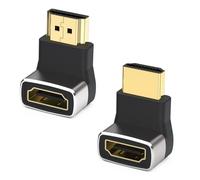 SHUBEIEUMI 2 Pack Right Angle HDMI Adapter 8K, Adapter 90 and 270 Degree Combo, Support 8K@60Hz, 4K@120Hz, Male to Female HDMI 2.1 Connector, for Laptop, PC, Monito, TV, Projector
