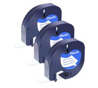 SHUBEIEUMI 3-Pack Label Tape Compatible with Dy-mo Black on White | Letratag Plastic White Tape, for Dy-mo Letra Tag LT-100H 100T QX50 Label Maker, 12mm x 4m