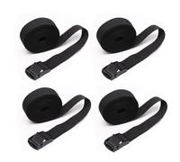 SHUBEIEUMI 4 Pack 2cm x 150cm Adjustable Cargo Straps with Buckles, Ratchet Straps for Motorcycle, Trucks, Trailer, Luggage (Black)
