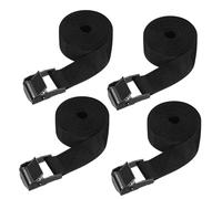 SHUBEIEUMI 4 Pack 2cm x 200cm Adjustable Black Cargo Straps with Buckles, Ratchet Straps for Motorcycle, Trucks, Trailer, Luggage