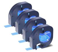 SHUBEIEUMI 4-Pack Label Tape Compatible with DY-MO,Black on Blue | Letratag Plastic Blue Tape, for Dy-mo Letra Tag LT-100H 100T QX50 Label Maker, 12mm x 4m