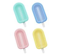 SHUBEIEUMI 4 Pieces Ice Cream Moulds with Sticks, Reusable Silicone Ice Lolly Molds, Mini Ice Cream Maker with Non-Spill Lid, BPA Free Popsicle Molds Set, DIY Homemade Dessert Mould
