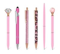SHUBEIEUMI 6 Pcs Pink Glitter Ballpoint Pens, Creative Pen Gift for Colleagues Adults, for Men, Women, School, Office, Home, Drawing
