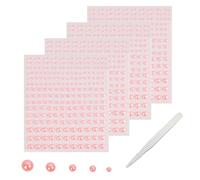 SHUBEIEUMI 900 Pcs Pearl Stickers, Self Adhesive Back Stick on Pearls, Flat Back Pearls Sticker Sheets with Pick Up Tweezer, for Face Beauty Makeup Nail Art DIY (2/3/4/5/6mm), Pink