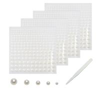 SHUBEIEUMI 900 Pcs Pearl Stickers, Self Adhesive Back Stick on Pearls, Flat Back Pearls Sticker Sheets with Pick Up Tweezer, for Face Beauty Makeup Nail Art DIY Crafts Home Decor (2/3/4/5/6mm)