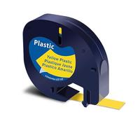 SHUBEIEUMI 91202 Label Tape Compatible with Dymo Letratag Plastic Yellow Tape, for Dymo Letra Tag LT-100H 100T QX50 Label Maker, 12mm x 4m Black on Yellow