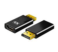 SHUBEIEUMI DP to HDMI Adapter, 2 Pack 4K DisplayPort to HDMI Adapter, HDMI to DisplayPort (DP) Adapter, 1080P 4K 3D Gold-Plated DP to HDMI Converter for Lenovo, HP, Dell, More PC