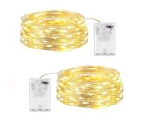 SHUBEIEUMI Fairy Lights 2 Pack, 5m/16ft 50 LED Battery Operated Fairy Lights, String Lights Copper Wire Light Decoration for Indoor Outdoor, Wedding, Christmas, Party, Garden (Warm White)