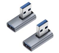 SHUBEIEUMI USB 90 Degree Adapter 2 Pack, USB 3.1 Left Angle and Right Angle Male to Female Converter, USB3.1 OTG 10Gbps Expansion Adapter for PC, Laptop, Charger, Power Bank and More