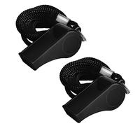 SHUBEIEUMI Whistle, 2 Packs Plastic Whistles With Lanyard, Professional Sports Whistle, Loud Crisp Sound Whistle Great for Coaches, Referees, and Officials, Sports Lifeguards(Black)