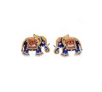 Shubh Labh Wall Main Door Sticker Traditional Elephant Design for Religious Ritual Festival Diwali Pooja Poojan Home Temple Mandir Shop Office Décor Decoration and Gifting Size-4"x3" (Blue Elephant)