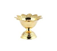 Shubhkart Brass Oil Lamp for Puja, Golden 3 Inch Devdas Diya with Engraved Floral Design, Ideal for Diwali Pooja and Indian Temple Decor