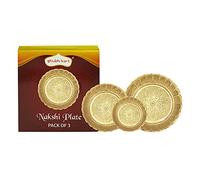 Shubhkart Nakshi Plate for Puja, Decoration and Return Gift (Combo of Small Medium and Large, Solid Brass)