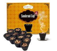 Shubhkart Premium Sambrani Dhoop Cup | Long Lasting Aroma for Prayer, Puja,& Meditation | Charcoal-Laden Loban Burner Incense for Relaxation & Stress Relief (Sambrani Dhoop Cup (Black))
