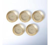 Shubhkart Solid Brass Decorative Nakshi Plate Set, Ideal for Puja, Home Decor and Festive Gifting, Medium 9.5 cm, Pack of 5