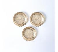 Shubhkart Solid Brass Decorative Nakshi Plate Set, Ideal for Puja, Home Decor, Diwali and Festive Gifting, Small 7 cm, Pack of 3