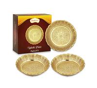 Shubhkart Solid Brass Nakshi Plate Set for Puja, Decoration (Large 11 cm, Pack of 3, Solid Brass)