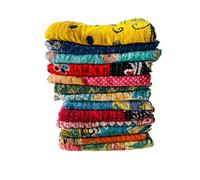 Shubhlaxmifashion Mix Set of Indian Tribal Kantha Quilts Vintage Cotton Bed Cover Throw Old Sari Made Assorted Patches Made Rally Whole Sale Blanket (52 x 80 Inches) Twin Size